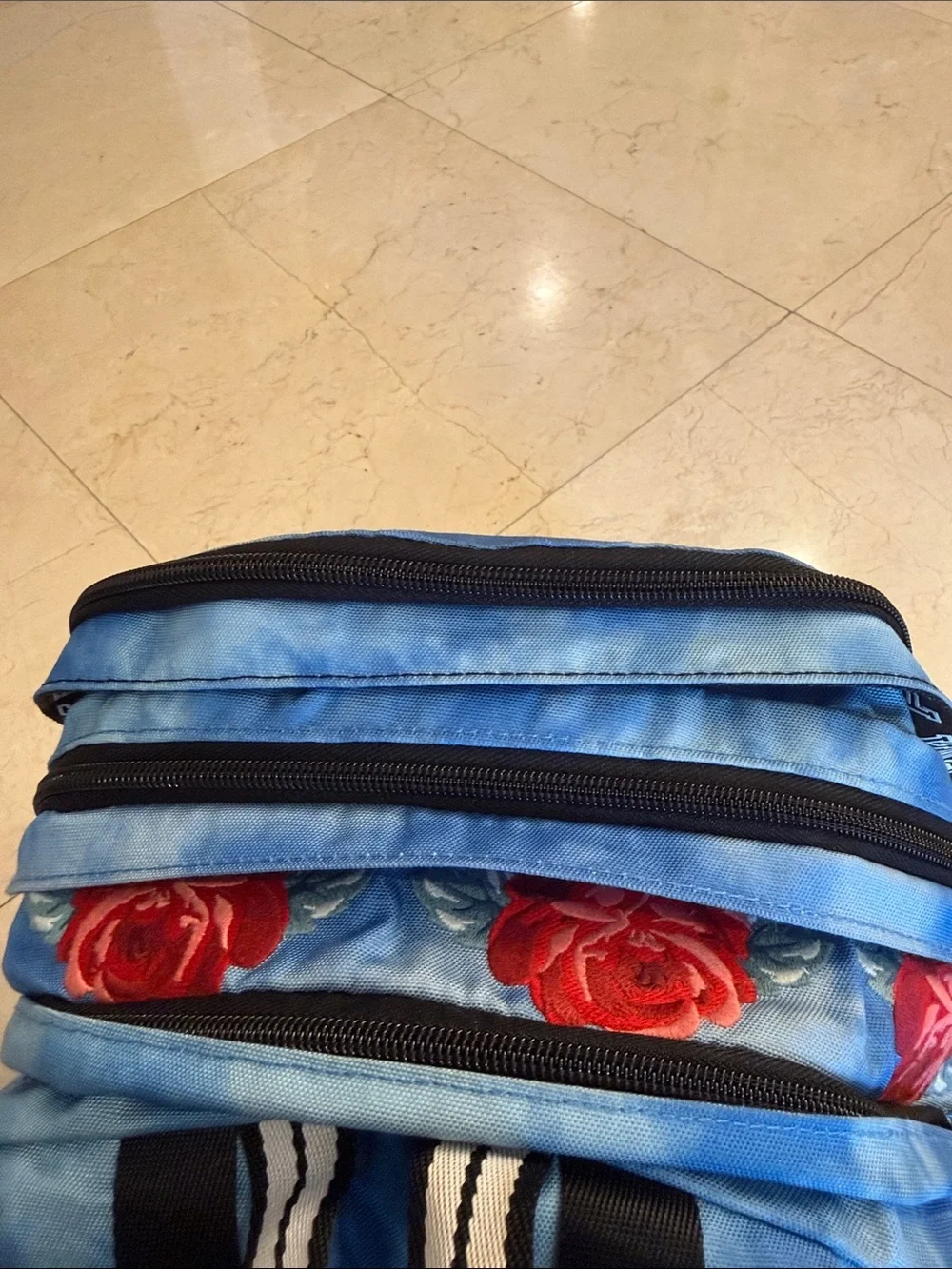 PINK Victoria's Secret Blue Tie-Dye Backpack with 'P' Patch